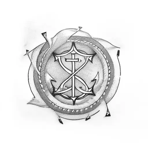 A blackwork tattoo of the word 'Religion Action' in Hindi, intertwined with a motorcycle chain and anchor, symbolizing the connection between your adventurous spirit, motorcycle journeys, and personal beliefs. tattoo design idea