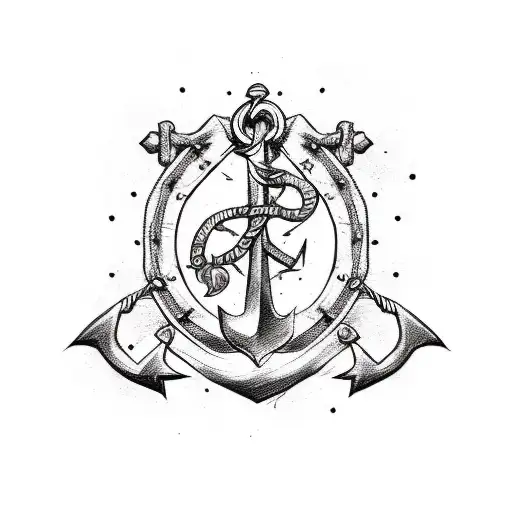 A sketch-style tattoo featuring an anchor with intricate chains that transform into winding roads, representing your thrilling motorcycle expeditions to Ladakh and Mongolia. tattoo design idea