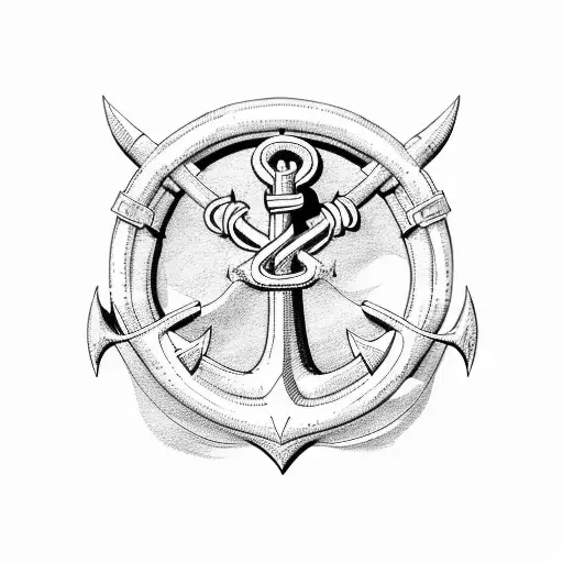 A minimalist representation of an anchor with a road map incorporated into its design, representing your adventurous motorcycle journeys to Ladakh and Mongolia. tattoo design idea