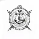 A sketch-style tattoo featuring an anchor with intricate chains that transform into winding roads, representing your thrilling motorcycle expeditions to Ladakh and Mongolia. tattoo design idea