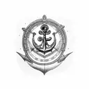 A sketch-style tattoo featuring an anchor with intricate chains that transform into winding roads, representing your thrilling motorcycle expeditions to Ladakh and Mongolia. tattoo design idea