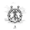 A minimalist representation of an anchor with a road map incorporated into its design, representing your adventurous motorcycle journeys to Ladakh and Mongolia. tattoo design idea