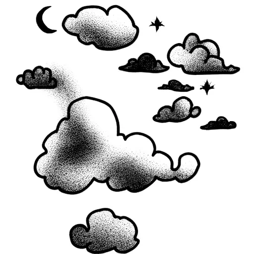 little dragon on clouds tattoo design idea