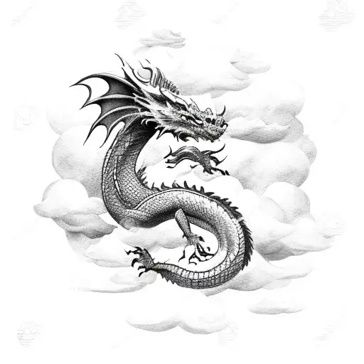 dragon in a cloud tattoo design idea