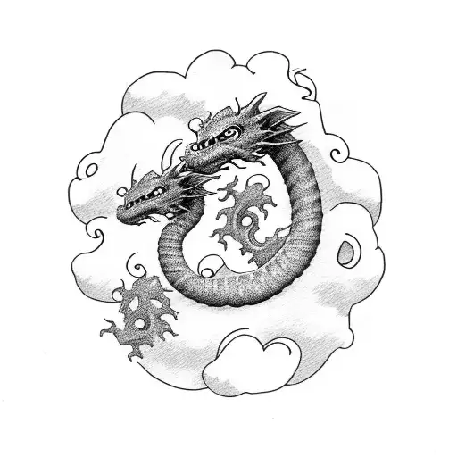 little dragon in a cloud tattoo design idea