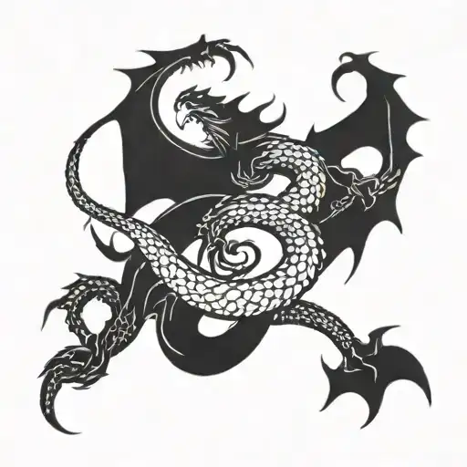 dragon intertwined with a scorpion  tattoo design idea
