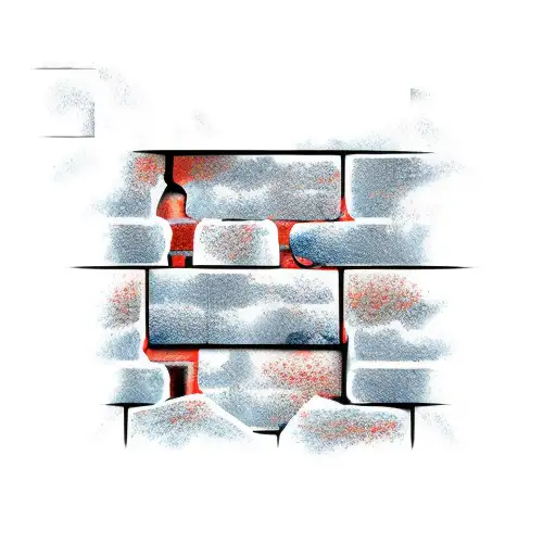 bricks in a wall with window tattoo design idea