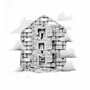 bricks in a wall with window tattoo design idea