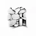 bricks in a wall with window tattoo design idea