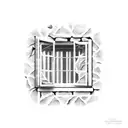 bricks in a wall with window tattoo design idea