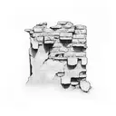 bricks in a wall with window tattoo design idea