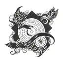 AN OCEAN BACKGROUND WITH THE CANCER AND LEO SYMBOLS AND THE NAME HARVEY tattoo design idea