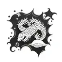 AN OCEAN BACKGROUND WITH THE CANCER AND LEO SYMBOLS AND THE NAME HARVEY tattoo design idea