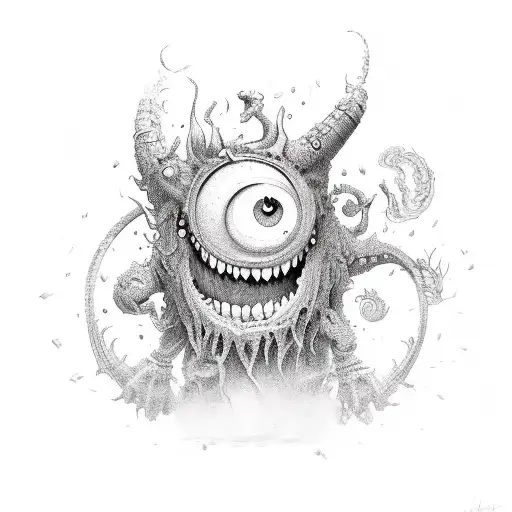 HAPPY MONSTER tattoo design idea