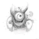 HAPPY MONSTER tattoo design idea