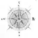 world map inside a compass tattoo design idea
