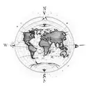 world map inside a compass tattoo design idea