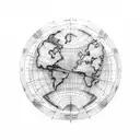 world map inside a compass tattoo design idea