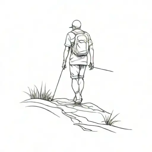camino walking man walking tattoo design idea