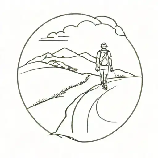 Camino de Santiago walking alone tattoo design idea