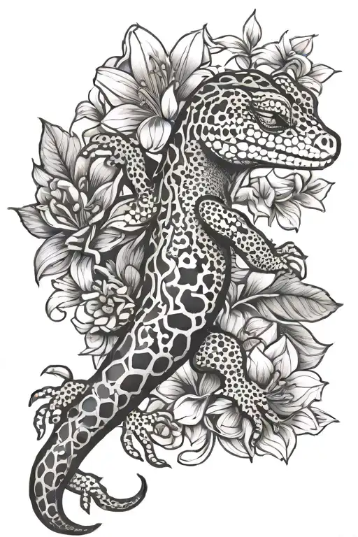 gecko with Lillie's arm sleeve tattoo tattoo design idea