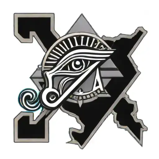 A fusion tattoo design featuring the Eye of Horus and the Alpha Phi Alpha fraternity symbol, representing protection and brotherhood tattoo design idea