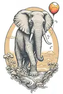 elephant holding baloon full moon tattoo design idea