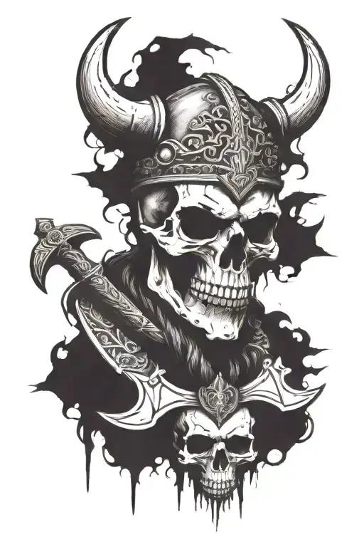 viking skull tattoo design idea
