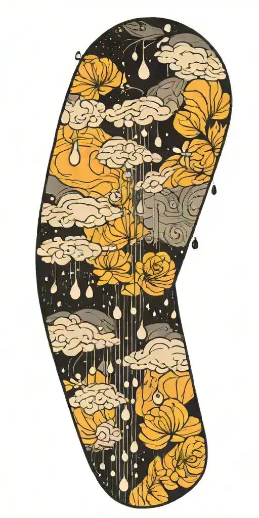 rain drops with tornado tattoo design idea