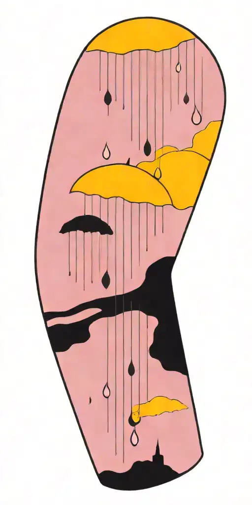 rain drops with tornado tattoo design idea