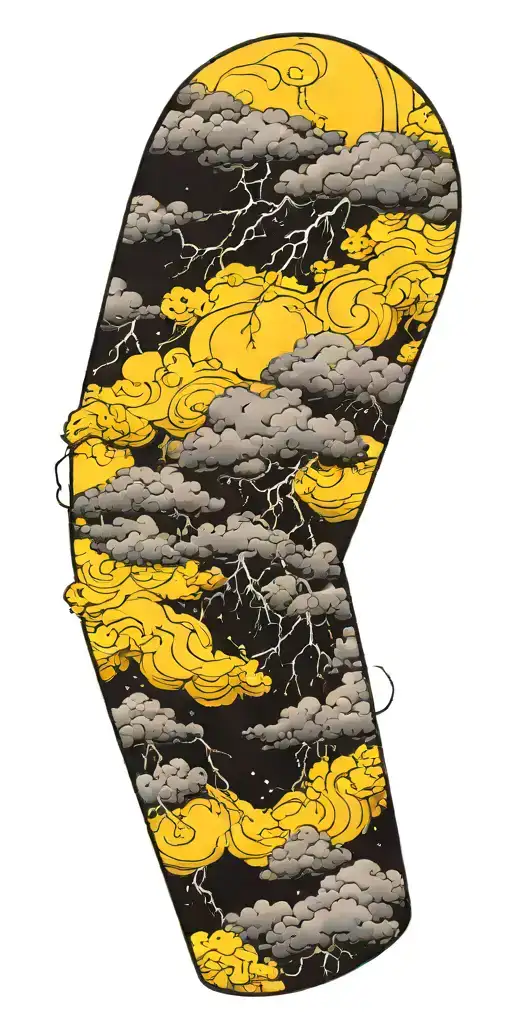 storm clouds forming lightning  and baby's breath tattoo design idea