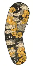 rain drops with tornado tattoo design idea