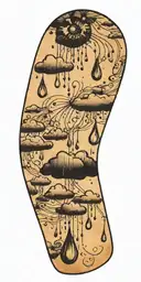 rain drops with tornado tattoo design idea