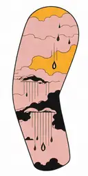 rain drops with tornado tattoo design idea