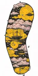 rain drops with tornado tattoo design idea