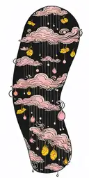 rain drops with tornado tattoo design idea