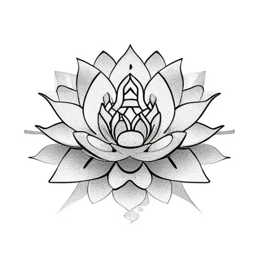 A stylized lotus flower incorporating elements of a yoga pose tattoo design idea