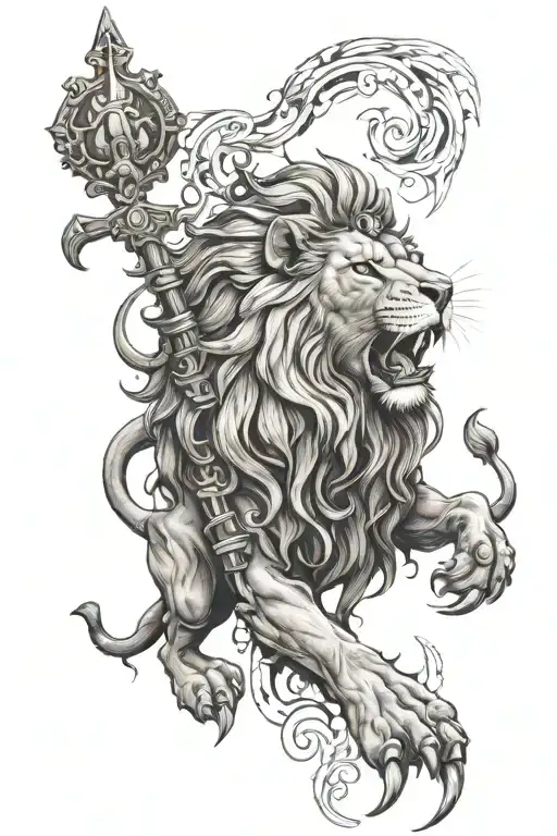 Lion from feldherrenhalle in munic, st florian cross bushfire fighter tattoo design idea