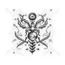 Incorporate elements of entrepreneurship, such as a briefcase or a light bulb, into a Scorpio zodiac design tattoo design idea
