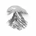 A mountain peak with an eagle soaring above it tattoo design idea