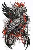 phoenix rising from ashes and flames  tattoo design idea