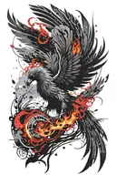 phoenix rising from ashes and flames  tattoo design idea