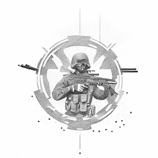 Call of Duty soldier silhouette holding a gun tattoo design idea