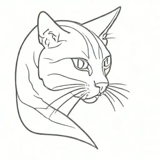 cat body outline Schroedinger's equation intertwined tattoo design idea