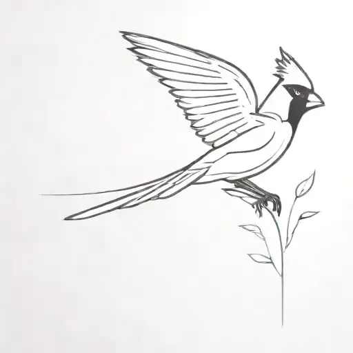 cardinal flying tattoo design idea