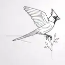 cardinal flying tattoo design idea
