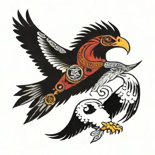 shaman and eagle soaring tattoo design idea