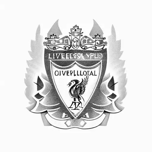 A stylized Liverpool FC crest incorporating elements of Jesus Christ's cross tattoo design idea