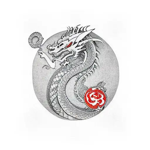 dragon with dollar bills and money tattoo design idea