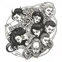 four people crawling  tattoo design idea